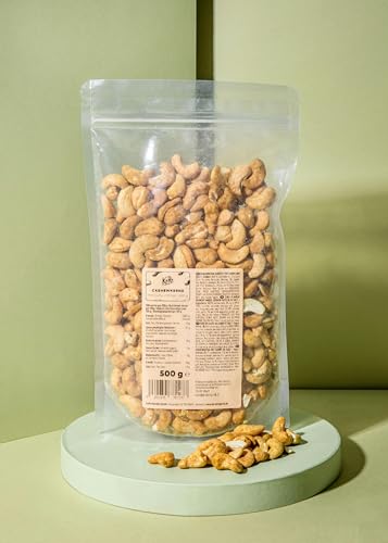 KoRo - Cashewkerne mit Curry ohne Geschmacksverstärker 500 g - Cashews als Snack mit Gewürz verfeinert von KoRo