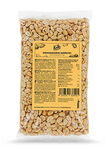 KoRo - Erdnusskerne geröstet und gesalzen 1 kg - Snackklassiker mit Öl und Salz geröstet im Vorteilspack - Proteinquelle KoRo - Erdnusskerne geröstet und gesalzen 1 kg - Snackklassiker mit Öl und Salz geröstet im Vorteilspack - Proteinquelle von KoRo