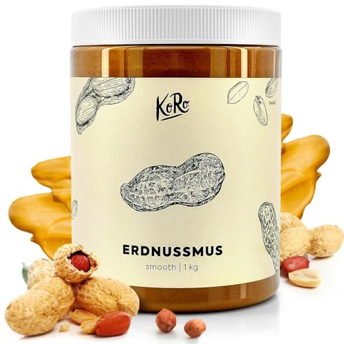 KoRo Erdnussmus - 1 kg Vorratspackung - Cremige Konsistenz - Ohne zusätzlichen Zucker* und Stabilisatoren - Aus 100% gerösteten Erdnüssen von KoRo