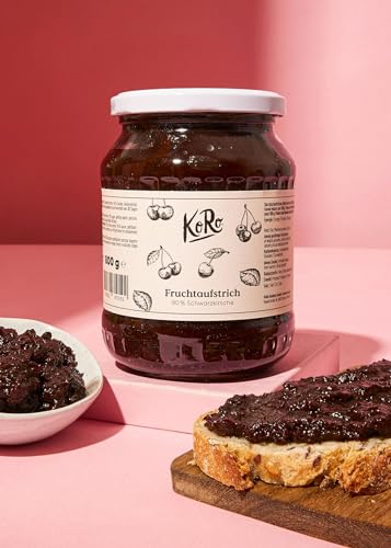 KoRo - Fruchtaufstrich Schwarzkirsche 90% Frucht 800 g - Aus nur drei Zutaten - Intensiver Schwarzkirschgeschmack - Streichzart - Vegan KoRo - Fruchtaufstrich Schwarzkirsche 90% Frucht 800 g - Aus nur drei Zutaten - Intensiver Schwarzkirschgeschmack - Streichzart - Vegan von KoRo