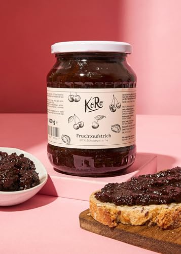 KoRo - Fruchtaufstrich Schwarzkirsche 90% Frucht 800 g - Aus nur drei Zutaten - Intensiver Schwarzkirschgeschmack - Streichzart - Vegan von KoRo