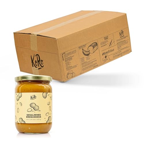 KoRo - Gesalzenes Erdnussmus 6 x 500 g - Vegan - Nussmus aus gerösteten Erdnüssen und einer Prise Salz - Ohne Palmöl und ohne Zuckerzusatz* - Proteinquelle KoRo - Gesalzenes Erdnussmus 6 x 500 g - Vegan - Nussmus aus gerösteten Erdnüssen und einer Prise Salz - Ohne Palmöl und ohne Zuckerzusatz* - Proteinquelle von KoRo