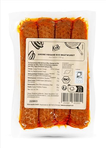 KoRo - Grobe vegane Bio Bratwurst 230 g - Zum Grillen geeignet - Vegan - Bio von KoRo