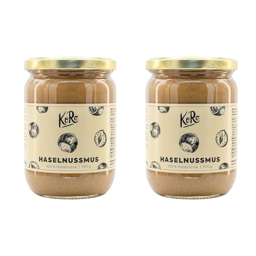 KoRo - Haselnussmus 2 x 500 g - Aus 100% Haselnüsse ohne Zucker und Salz oder andere Zusätze - Perfekt als Brotaufstrich von KoRo