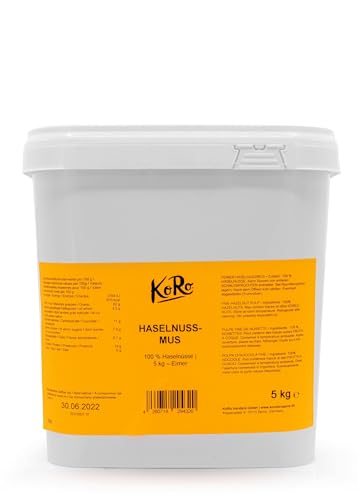 KoRo - Haselnussmus 5 kg - Ohne Zusätze oder Konservierungsstoffe - Aus 100% Haselnüssen - Perfekt für Smoothies Bowls, Salatdressings und Brotaufstriche - Großes Glas zum Vorteilspreis von KoRo