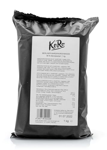 KoRo - Marzipanrohmasse mit 56 % Mandeln 1 kg - Aus Berlin - Zum Backen, Naschen, Verzieren - Mit typischer Mandel-Note von KoRo