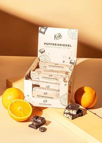 KoRo - Puffreisriegel in Zartbitterschokolade mit Orange 20 x 18 g - Mit dunkler Schokolade umhüllt - Snack für unterwegs - Vegan von KoRo