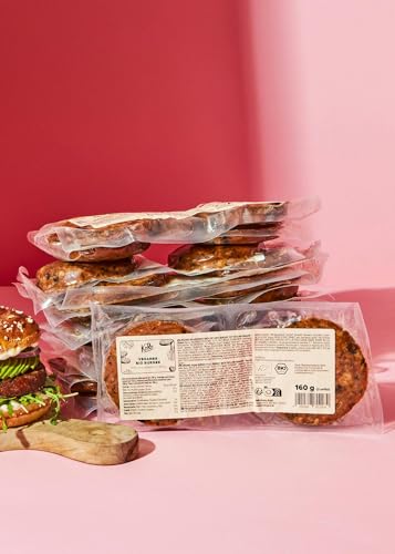 KoRo - Veganer Bio Burger Tofu und Wakame 12 x 160 g - Bio-Qualität - Mit Wakame-Alge - Vegan - Proteinreiche und pflanzliche Alternative zu Fleisch-Patties - Auf dem Grill, im Ofen oder zum Braten von KoRo