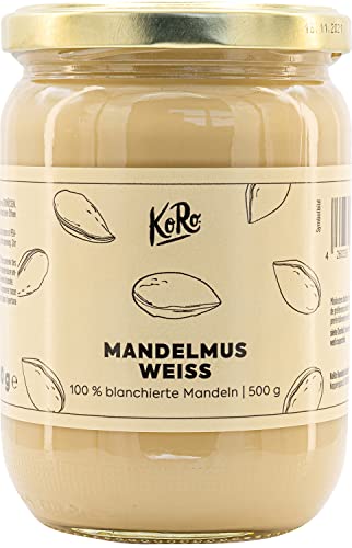 KoRo – Weißes Mandelmus 500 g – Nussmus ohne Zusatz von Zucker und Palmöl – 100% Mandeln – Unvergleichbar cremig – Vegan – Proteinquelle KoRo – Weißes Mandelmus 500 g – Nussmus ohne Zusatz von Zucker und Palmöl – 100% Mandeln – Unvergleichbar cremig – Vegan – Proteinquelle von KoRo
