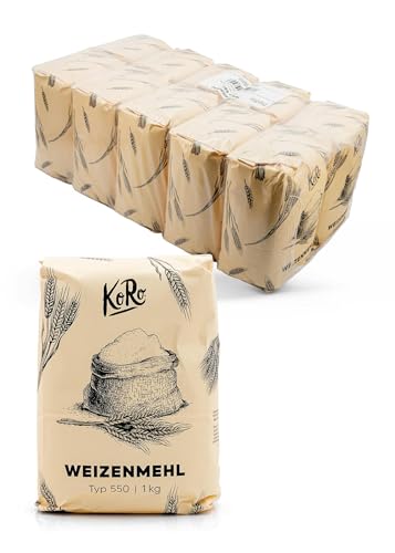 KoRo - Weizenmehl Typ 550 10 x 1 kg - feines Mehl zum Backen, Kochen und mehr - Protein- und Ballaststoffquelle - universell einsetzbar von KoRo