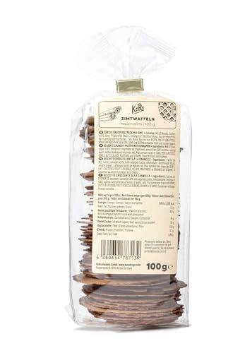 KoRo - Zimtwaffel 100 g - Angenehm süßes Zimtaroma - Knackige dünne Waffelkekse - Schonend gebacken - 100% vegan von KoRo