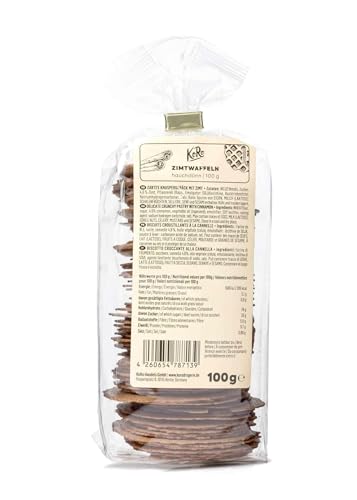 KoRo - Zimtwaffel 100 g - Angenehm süßes Zimtaroma - Knackige dünne Waffelkekse - Schonend gebacken - 100 % vegan von KoRo