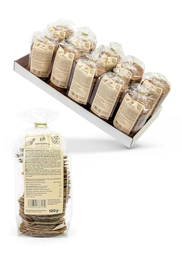KoRo - Zimtwaffeln 10 x 100 g - Angenehm süßes Zimtaroma - Knackige dünne Waffelkekse - Schonend gebacken - 100 % vegan von KoRo