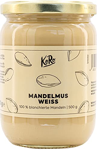 KoRo – Weißes Mandelmus 500 g – Nussmus ohne Zusatz von Zucker und Palmöl – 100% Mandeln – Unvergleichbar cremig – Vegan – Proteinquelle von KoRo