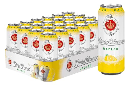 KÖNIG PILSENER® Radler | Dosen-Bier (24x0,5l) | Feinherbes Pils mit spritziger Zitronen-Limonade von König Pilsener