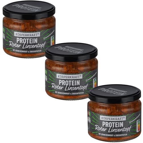 Körperkraft Roter Linsentopf 280g – 3er Pack - Proteinreicher Eintopf mit 41g Protein, Nutriscore A, Mediterraner Geschmack, Perfekt für Sportler - schnelles Gericht Körperkraft Roter Linsentopf 280g – 3er Pack - Proteinreicher Eintopf mit 41g Protein, Nutriscore A, Mediterraner Geschmack, Perfekt für Sportler - schnelles Gericht von Körperkraft