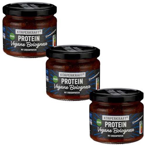 Körperkraft Vegane Bolognese 280g – 3er Pack - High-Protein Veganes Gericht mit 44g Protein, Nutriscore A, Fruchtig-Tomatig, Ideal für Fitness und Sport - Schnelles Gericht, Proteingericht Körperkraft Vegane Bolognese 280g – 3er Pack - High-Protein Veganes Gericht mit 44g Protein, Nutriscore A, Fruchtig-Tomatig, Ideal für Fitness und Sport - Schnelles Gericht, Proteingericht von Körperkraft
