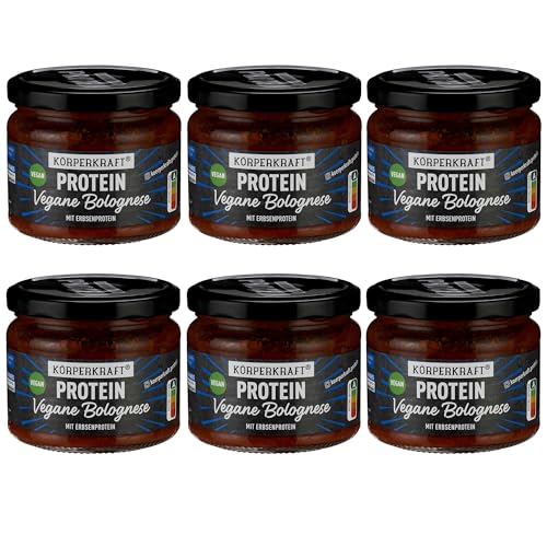 Körperkraft Vegane Bolognese 280g – 6er Pack - High-Protein Veganes Gericht mit 44g Protein, Nutriscore A, Fruchtig-Tomatig, Ideal für Fitness und Sport - Schnelles Gericht, Proteingericht Körperkraft Vegane Bolognese 280g – 6er Pack - High-Protein Veganes Gericht mit 44g Protein, Nutriscore A, Fruchtig-Tomatig, Ideal für Fitness und Sport - Schnelles Gericht, Proteingericht von Körperkraft