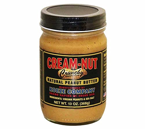 Natural Peanut Butter Crunchy von Koeze (368 g) - Cremige Erdnussbutter mit Stückchen - ohne Palmöl & Zucker - mit Meersalz verfeinert - ohne Zusatzstoffe - 100% natürlich von Koeze