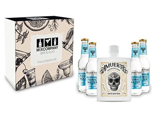 Amuerte Geschenkset - Gin Tonic White Coca Leaf Koks Gin 0,7l (43% Vol) + 4x Fever Tree Mediterranean Tonic Water 200ml inkl. Pfand MEHRWEG - [Enthält Sulfite] von Koks-Koks