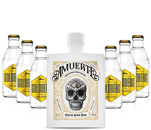 Gin Tonic Set - Amuerte White Coca Leaf Koks Gin 0,7l (43% Vol) + 6x Goldberg Tonic Water 200ml inkl. Pfand MEHRWEG -[Enthält Sulfite] von Koks-Koks