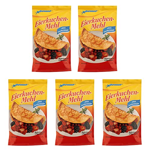 5er Pack Komet Eierkuchenmehl (5 x 125 g) für 5 x 4 Portionen Backmischung ohne Zuckerzusatz von Komet Gerolf Pöhle & Co. GmbH