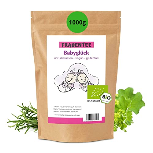 Konfitee Babyglück-Tee 1000g I Bio Frauen-Tee I I Schonend getrocknet I Naturprodukt aus Kräutermischung I Frei von Zusätzen & Aromastoffen I Vegan & glutenfrei I Premium Qualität von Konfitee