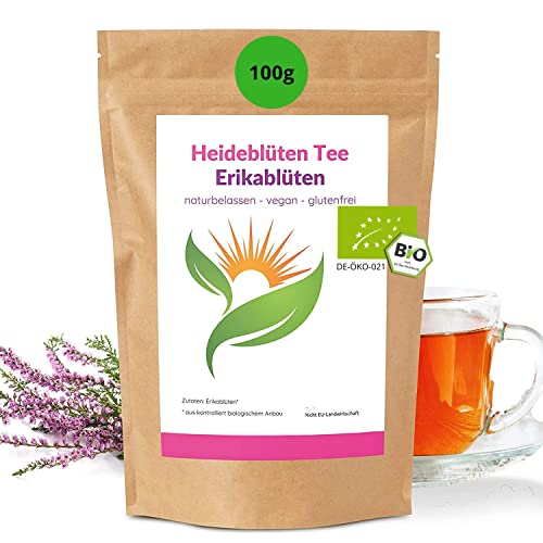 Konfitee Bio Heideblütentee 100g I Veganes Naturprodukt I Vielseitiges Heidekraut I Gerebelte Erikablüten I Frei von Zusätzen & Aromastoffen I Premium Qualität von Konfitee