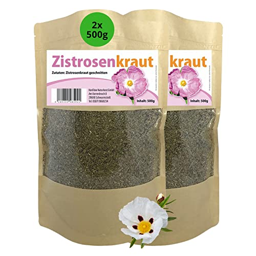 Konfitee Zistrosenkraut geschnitten 1000g I Zistrose fein geschnitten I Zistrosentee I Cistus Incanus I Naturprodukt I Frei von Zusätzen & Aromastoffen I Premium Qualität von Konfitee