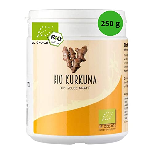 Konfitee Bio Kurkuma Pulver 250g I feines Kurkuma Pulver in Bio Qualität I intensiv würziger Geschmack I Bio Kurkumawurzel gemahlen I Zum Hinzugeben in Speisen & Getränke I Kurkumapulver Bio von Konfitee