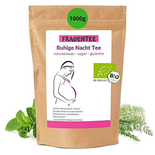 Konfitee Bio Ruhige Nacht Tee 1000g I Veganes Naturprodukt I Vielseitige & hochwertige Kräutermischung I Baldrianwurzeln & Lavendelblüten I Frei von Zusätzen & Aromastoffen I Premium Qualität von Konfitee