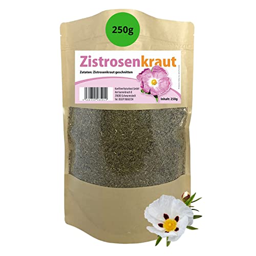 Konfitee Zistrosenkraut geschnitten 250g I Zistrose fein geschnitten I Zistrosentee I Cistus Incanus I Naturprodukt I Frei von Zusätzen & Aromastoffen I Premium Qualität von Konfitee