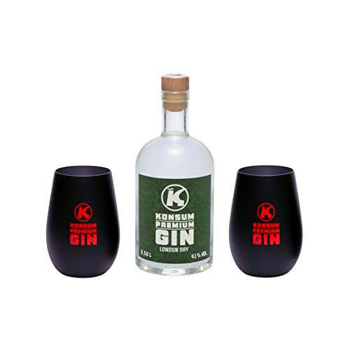 Konsum Premium Gin Geschenkbox 500 ml, London Dry, inkl. 2 Becher Konsum Premium Gin Geschenkbox 500 ml, London Dry, inkl. 2 Becher von Konsum