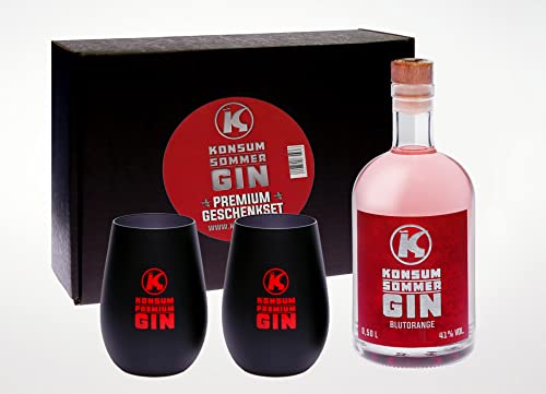 Konsum Sommer Gin Geschenkbox 500 ml, Blutorange, inkl. 2 Becher von Konsum