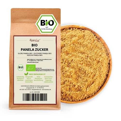 Kamelur 1kg BIO Panela Zucker - unbehandelter Vollrohrzucker aus Kolumbien, ohne jegliche Zusätze – brauner Zucker BIO in biologisch abbaubarer Verpackung von Kamelur