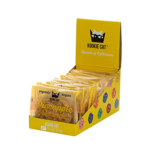 Kookie Cat Ananas & Orange - Vegane Cookies Einzeln Verpackt, Glutenfrei, Sojafrei, Bio, Cashew & Hafer - 12 X 50g Multipack von KOOKIE CAT