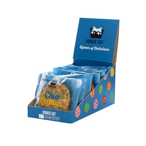 Kookie Cat Chia & Zitrone - Vegane Cookies Einzeln Verpackt, Glutenfrei, Sojafrei, Bio, Cashew & Hafer - 12 X 50g Multipack von KOOKIE CAT