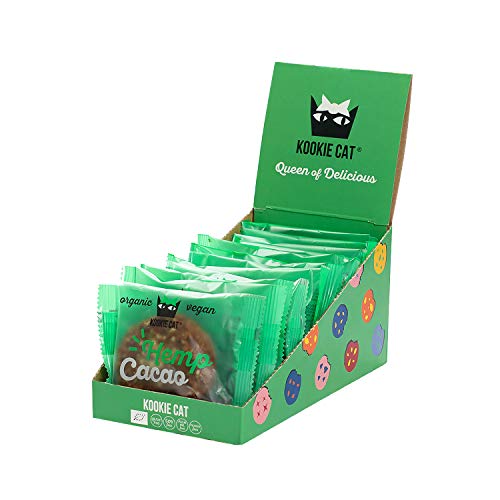 Kookie Cat Hanfsamen Und Kakao - Vegane Cookies Einzeln Verpackt, Glutenfrei, Sojafrei, Bio, Cashew & Hafer - 12 X 50g Multipack von Kookie Cat