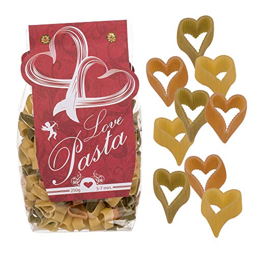 Love Pasta - Nudeln in Herzform/Herznudeln - Hartweizengrieß mit Tomate & Spinat - 250 g von Kopfsalat