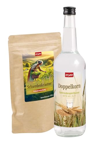 NEU - KOPP Schwedenbitter-Ansatzset mit Schwedenkräuter 100 g und Doppelkorn 38% Vol. 700 ml - Schwedenbitter selbst ansetzen - mit Kräutern und Korn nach klassischer Rezeptur NEU - KOPP Schwedenbitter-Ansatzset mit Schwedenkräuter 100 g und Doppelkorn 38% Vol. 700 ml - Schwedenbitter selbst ansetzen - mit Kräutern und Korn nach klassischer Rezeptur von Kopp Verlag