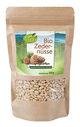 KOPP Vital® Bio-Zedernüsse | 250 g | Pinienkerne der Taiga | Vegan | vielseitig einsetzbar | Bio-zertifiziert | Rohkostqualität von Kopp Vital