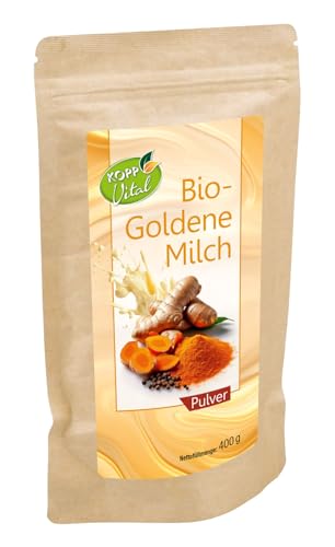NEU - KOPP Vital® Bio-Goldene Milch Pulver - 400 g - Zutaten in kontrollierter Bio-Qualität - Kurkuma, Ashwagandha, Ingwer, Ceylon Zimt, Pfeffer, Kokosblütenzucker von Kopp Vital