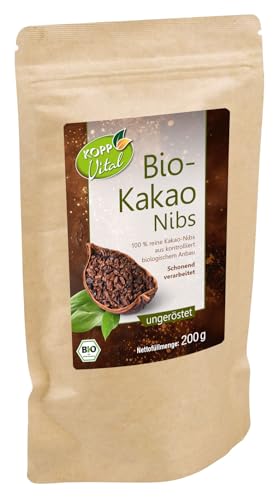 NEU - KOPP Vital® Bio-Kakao Nibs ungeröstet - 400 g - 100 Prozent Criollo-Kakao - Superfood - Bio-Qualität aus Peru - Vegan, ohne Gentechnik von Kopp Vital