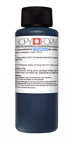KOPYFORM Lebensmitteltinte 100ml Cyan für Canon-Drucker (KOL114) von Kopyform
