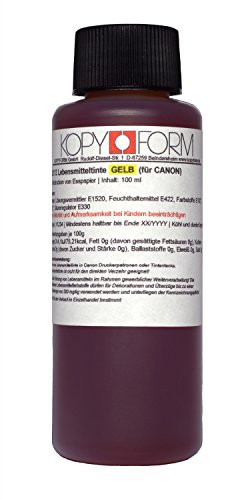 KOPYFORM Lebensmitteltinte 100ml Gelb für Canon-Drucker (KOL112) von Kopyform