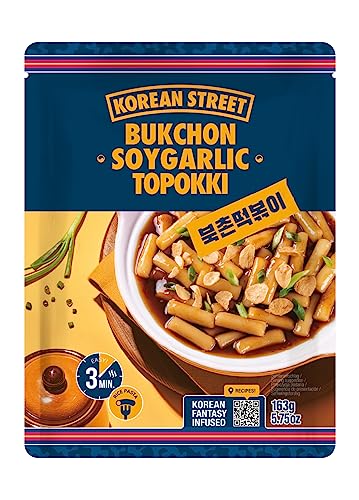 Korean Street Soy Garlic Tteokbokki Rice Cake, Authentic Korean Snacks with a Perfect Blend of Savory and Sweet 1 Pack von Korean Street