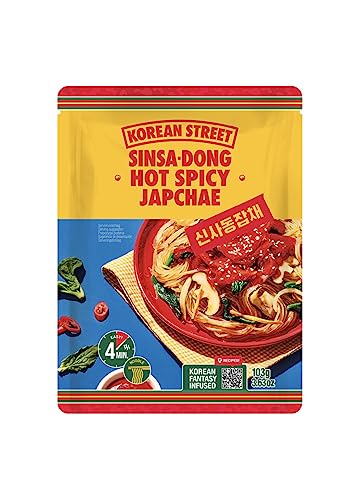Korean Street Korean Food Koreanische Lebensmittel Spicy Japchae, Delicate Low calorie Glasnudeln - Instant Nudeln mit scharfer Soße, einfach & schnell (scharf, 1pack) von Korean Street