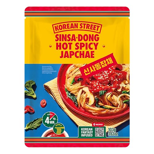 Korean Street Korean Food Koreanische Lebensmittel Spicy Japchae, Delicate Low calorie Glasnudeln - Instant Nudeln mit scharfer Soße, einfach & schnell (scharf, 1pack) von Korean Street