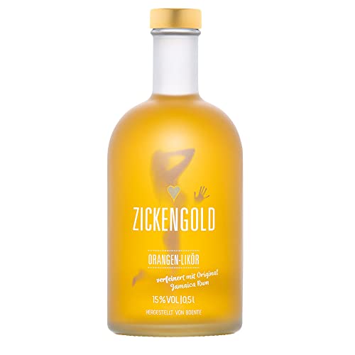 Zickengold Orangenlikör mit Original Jamaica Rum, mit 15% Vol. (1 x 0,5 L) von Kornbrennerei Boente
