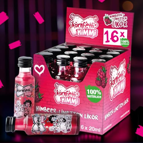 HIMMI MINIs Himbeerlikör mit Limetten-Kick: Fruchtig-Süßer Party Schnaps, Weizenkorn Basis, Festival Kurze Geschenk, Für Cocktails & Shots HIMMI MINIs Himbeerlikör mit Limetten-Kick: Fruchtig-Süßer Party Schnaps, Weizenkorn Basis, Festival Kurze Geschenk, Für Cocktails & Shots von Kornfetti